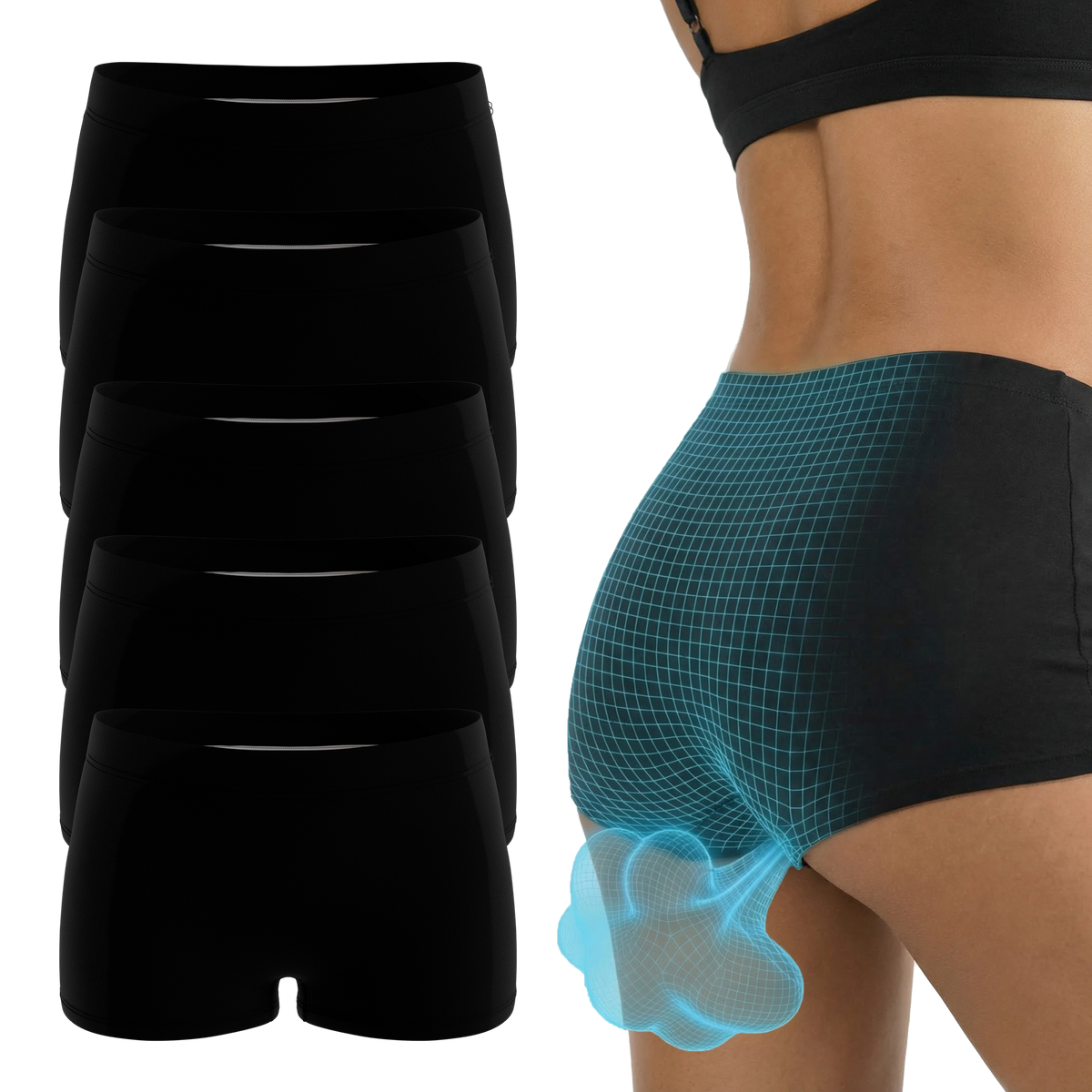The Threat Level Midnight | Fart Proof Boyshort Underwear 5 Pack - Shinesty