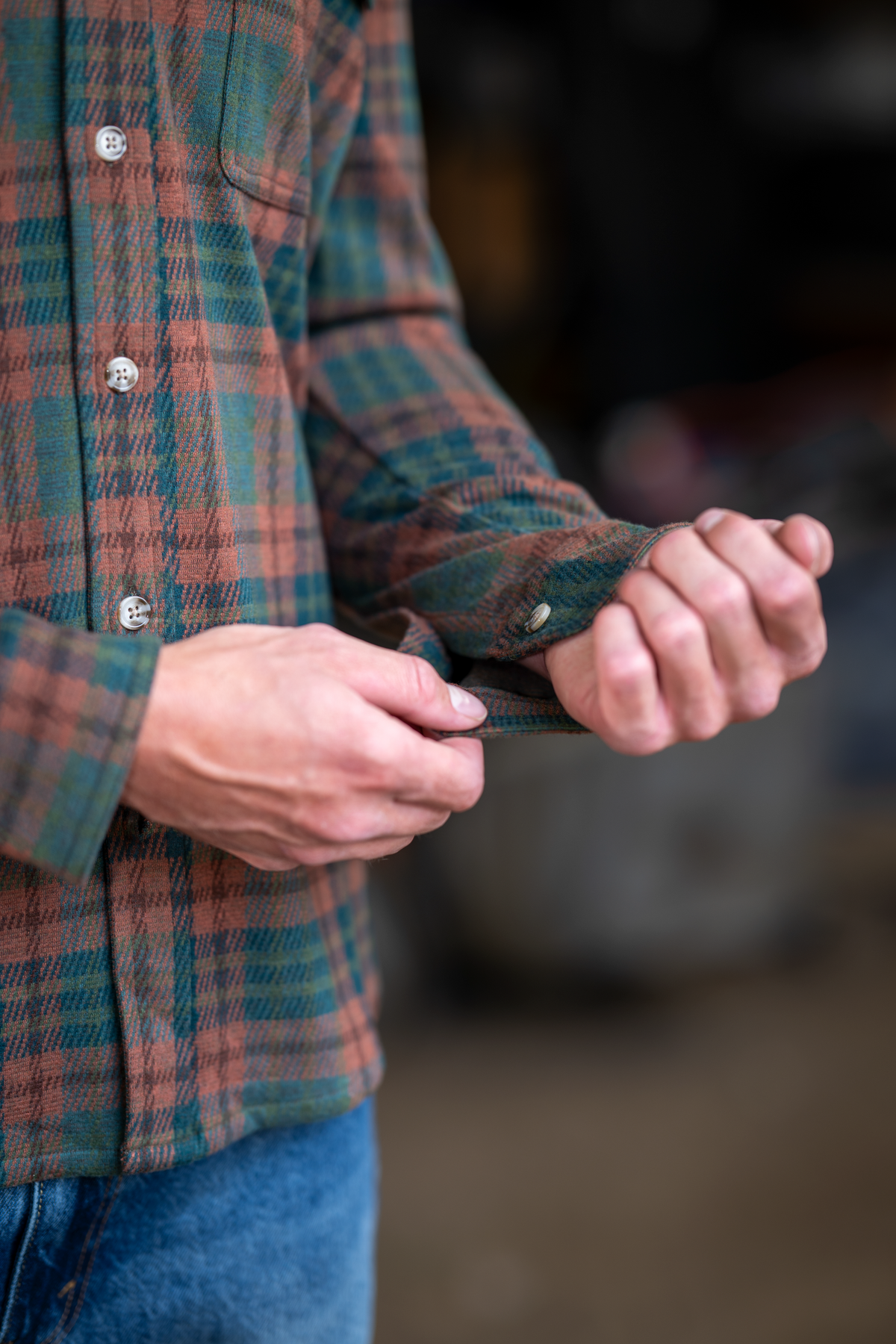 The Afterburn | Rust & Forest Heritage Plaid Chinchilla Soft™ Long Sleeve Stretch Button Up Shirt | Ships October 2026 - Shinesty