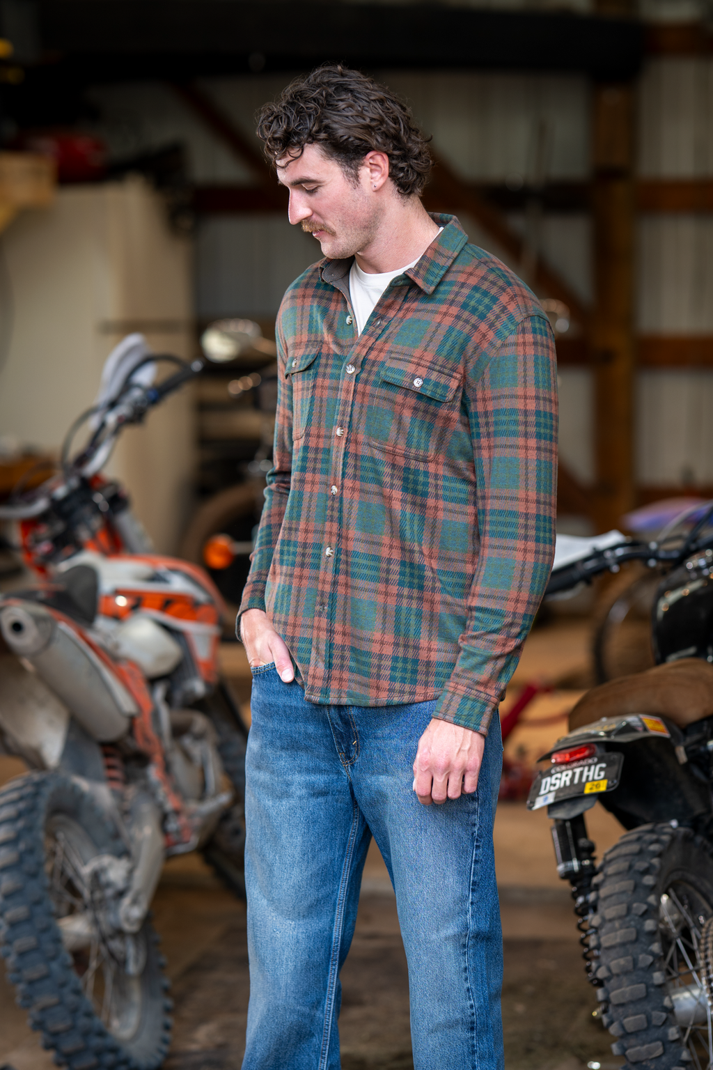The Afterburn | Rust & Forest Heritage Plaid Chinchilla Soft™ Long Sleeve Stretch Button Up Shirt | Ships October 2026 - Shinesty