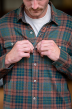 The Afterburn | Rust & Forest Heritage Plaid Chinchilla Soft™ Long Sleeve Stretch Button Up Shirt | Ships October 2026 - Shinesty