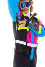 The Black Diamond | Men's Black and Pink Retro One Piece Ski Suit - Shinesty