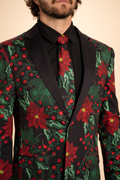 The Centerpiece | Poinsettia Men's Printed Party Tie - Shinesty