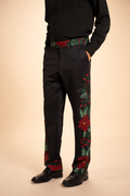 The Centerpiece | Poinsettia Men's Printed Suit Pants - Shinesty