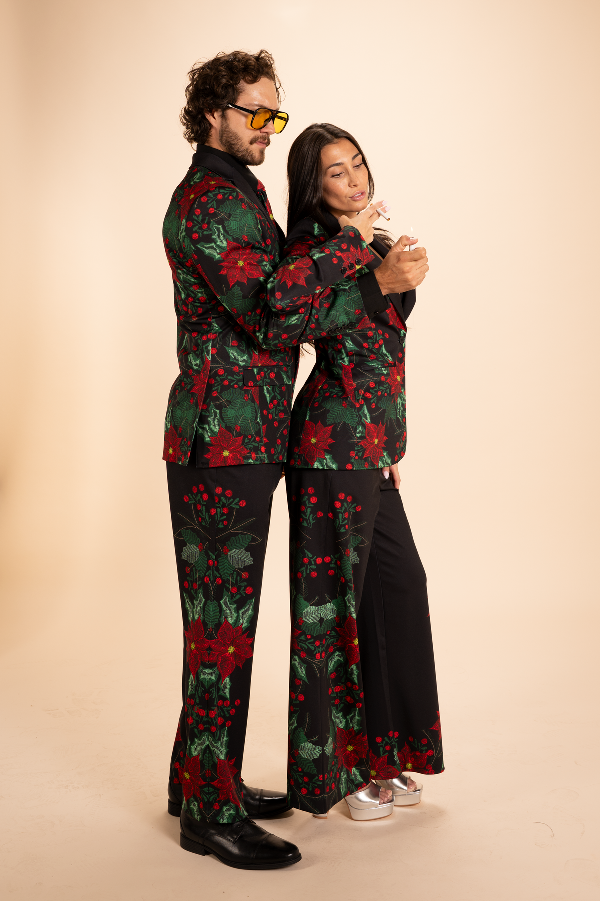 The Centerpiece | Poinsettia Notch Collar Lined Blazer - Shinesty
