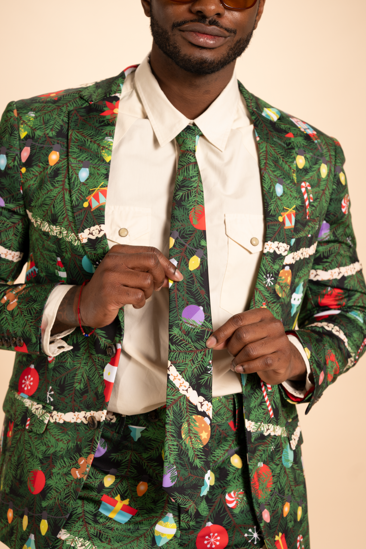 The Christmas Tree Camo | Christmas Tree Print Men's Printed Party Tie - Shinesty