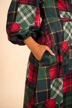 The Clash Of The Tartans | Tartan Patchwork Plaid Long Sleeve Dress - Shinesty
