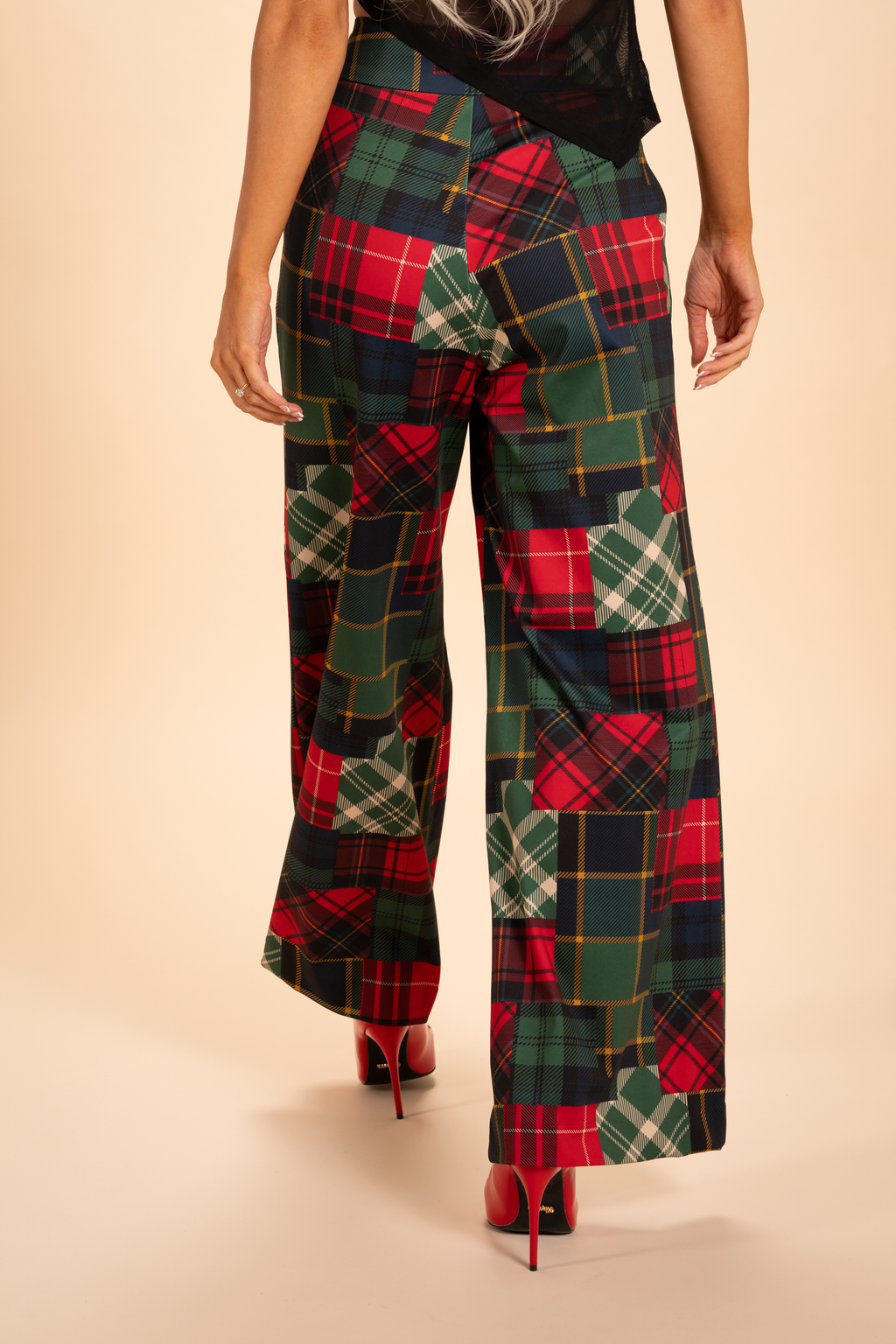 The Clash Of The Tartans | Tartan Patchwork Plaid Wide Leg Pants - Shinesty