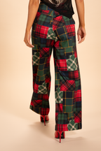 The Clash Of The Tartans | Tartan Patchwork Plaid Wide Leg Pants - Shinesty