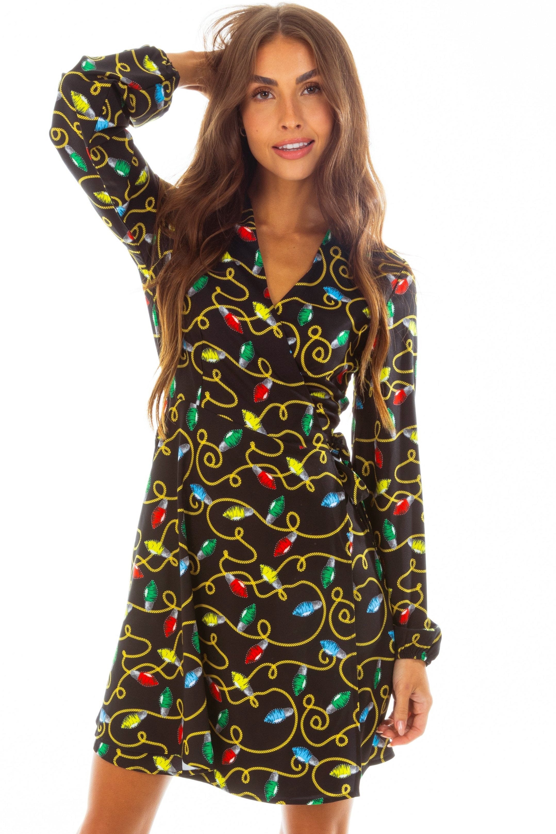 The Duchess of December | Christmas Lights Wrap Dress - Shinesty