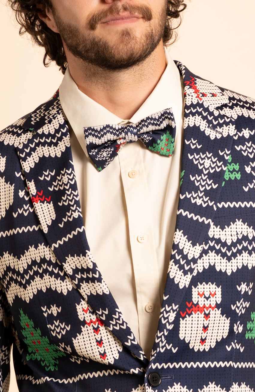 The Eggnog Aficionado | Snowman Fair Isle Men's Printed Bow Tie - Shinesty