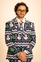 The Eggnog Aficionado | Snowman Fair Isle Men's Printed Party Tie - Shinesty