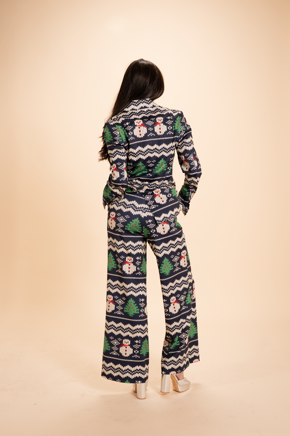 The Eggnog Aficionado | Snowman Fair Isle Notch Collar Lined Blazer - Shinesty