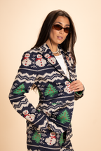The Eggnog Aficionado | Snowman Fair Isle Notch Collar Lined Blazer - Shinesty