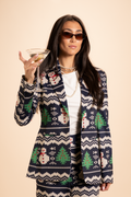 The Eggnog Aficionado | Snowman Fair Isle Notch Collar Lined Blazer - Shinesty