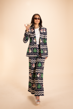 The Eggnog Aficionado | Snowman Fair Isle Wide Leg Pants - Shinesty