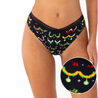 The Goodie Garland | Christmas Tinsel Busts Lace Trim Thong Underwear - Shinesty