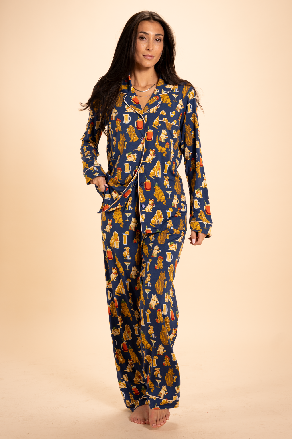 The Hair Of The Dog | Dogs & Drinks SleepDeep™ Women’s Long Sleeve Pajama Set - Shinesty