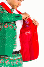 The Kris Kringle | Green Fair Isle Christmas Suit - Shinesty