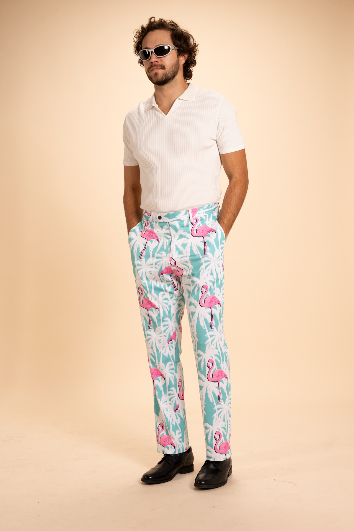 The La Flamenca | Flamingos Men's Printed Suit Pants - Shinesty