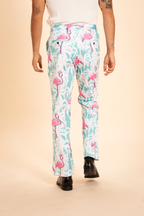 The La Flamenca | Flamingos Men's Printed Suit Pants - Shinesty
