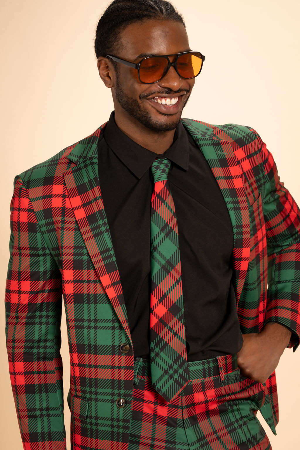 The Lincoln Log Love Daddy/Lady | Men's Green Plaid Christmas Men's Printed Party Tie - Shinesty