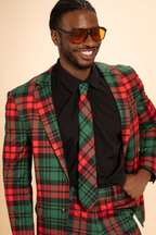 The Lincoln Log Love Daddy/Lady | Men's Green Plaid Christmas Men's Printed Party Tie - Shinesty