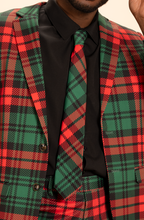 The Lincoln Log Love Daddy/Lady | Men's Green Plaid Christmas Men's Printed Party Tie - Shinesty