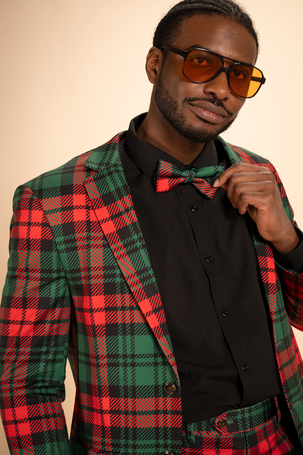 The Lincoln Log Love Daddy/Lady | Men's Green Plaid Christmas Men's Printed Bow Tie - Shinesty