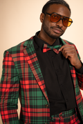The Lincoln Log Love Daddy/Lady | Men's Green Plaid Christmas Men's Printed Bow Tie - Shinesty