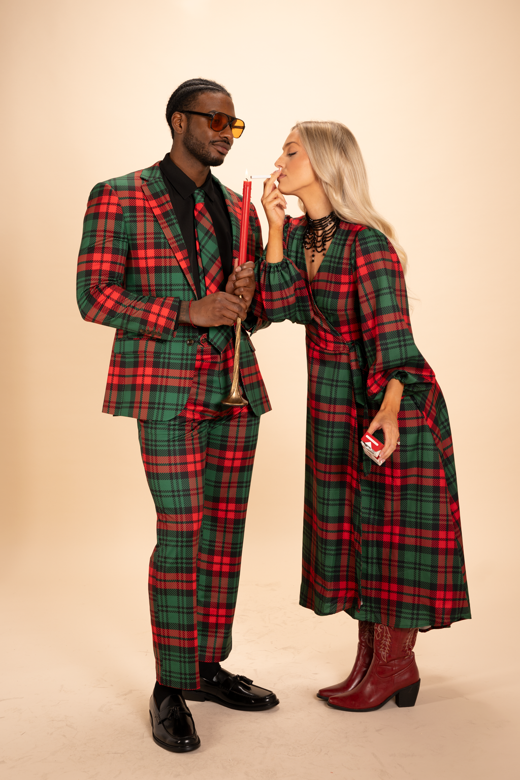 The Lincoln Log Love Daddy/Lady | Men's Green Plaid Christmas Men's Novelty Suit - Shinesty