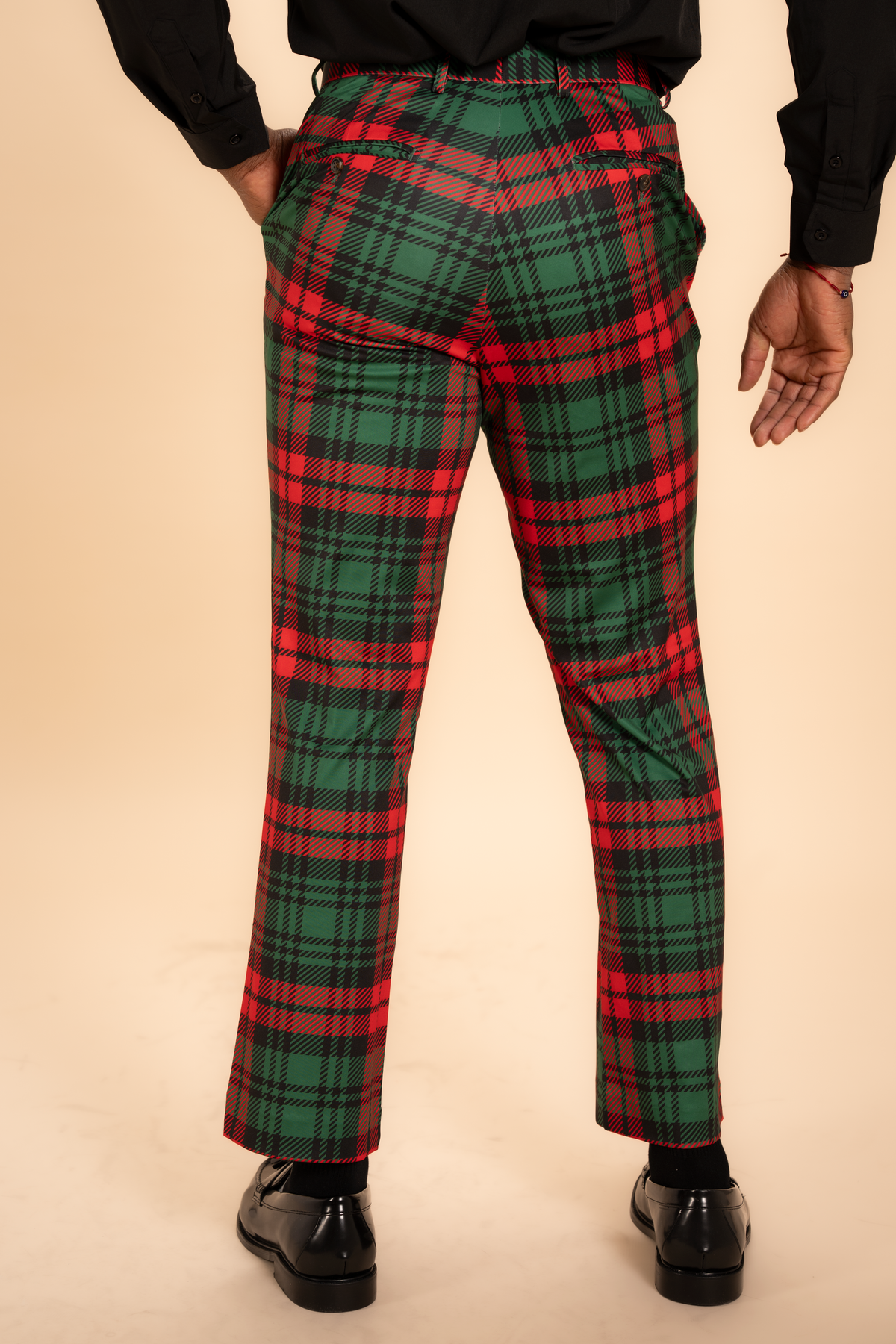 The Lincoln Log Love Daddy/Lady | Men's Green Plaid Christmas Men's Printed Suit Pants - Shinesty