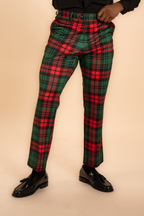 The Lincoln Log Love Daddy/Lady | Men's Green Plaid Christmas Men's Printed Suit Pants - Shinesty