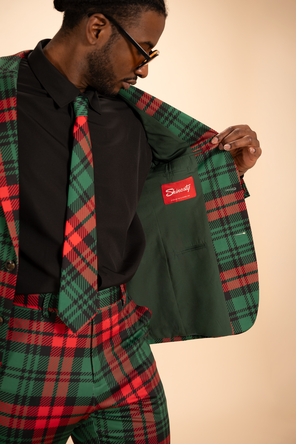 The Lincoln Log Love Daddy/Lady | Men's Green Plaid Christmas Men's Novelty Suit - Shinesty