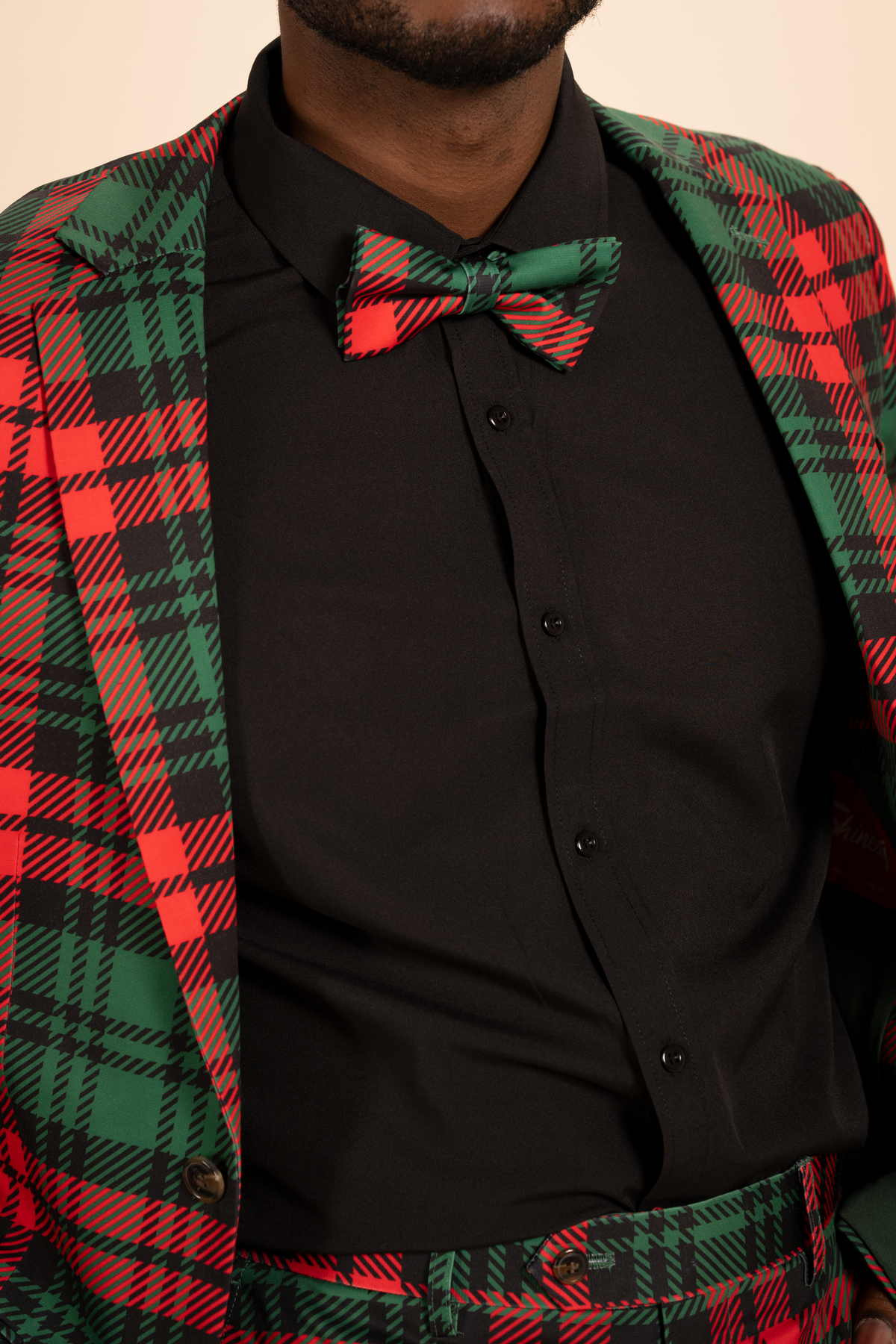 The Lincoln Log Love Daddy/Lady | Men's Green Plaid Christmas Men's Printed Bow Tie - Shinesty