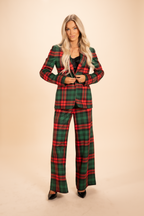 The Lincoln Log Love Daddy/Lady | Women's Green Plaid Christmas Notch Collar Lined Blazer - Shinesty