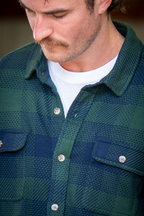 The Lowball | Navy and Green Work Plaid Chinchilla Soft™ Long Sleeve Stretch Button Up Shirt | Ships October 2026 - Shinesty