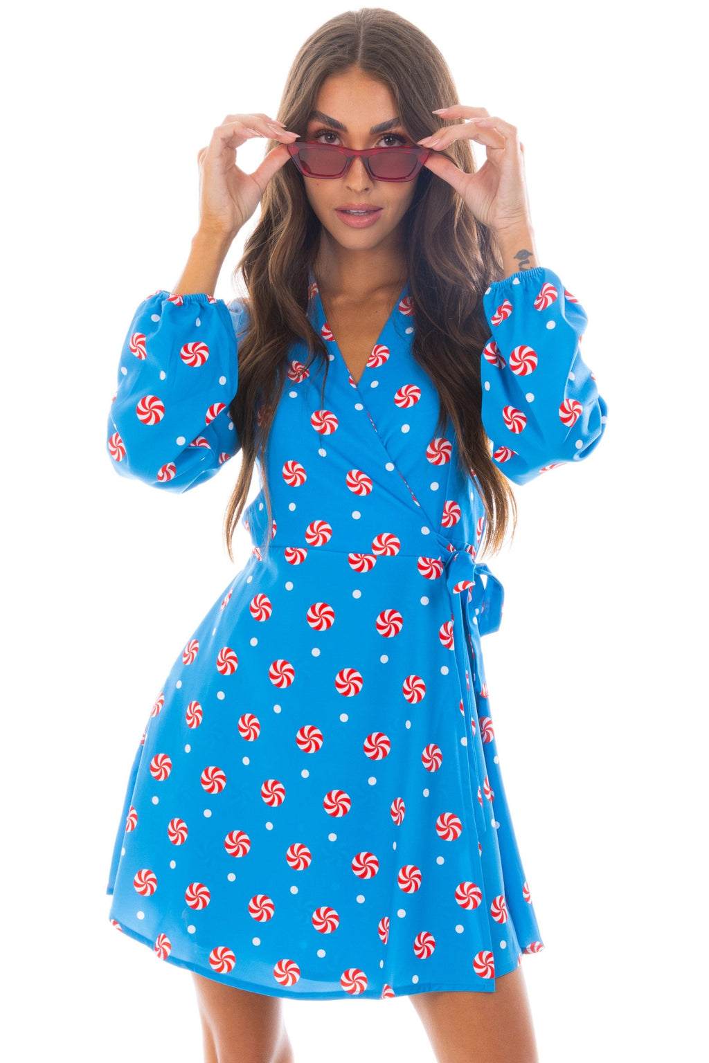 The Mint Condition | Holiday Peppermint Wrap Dress - Shinesty