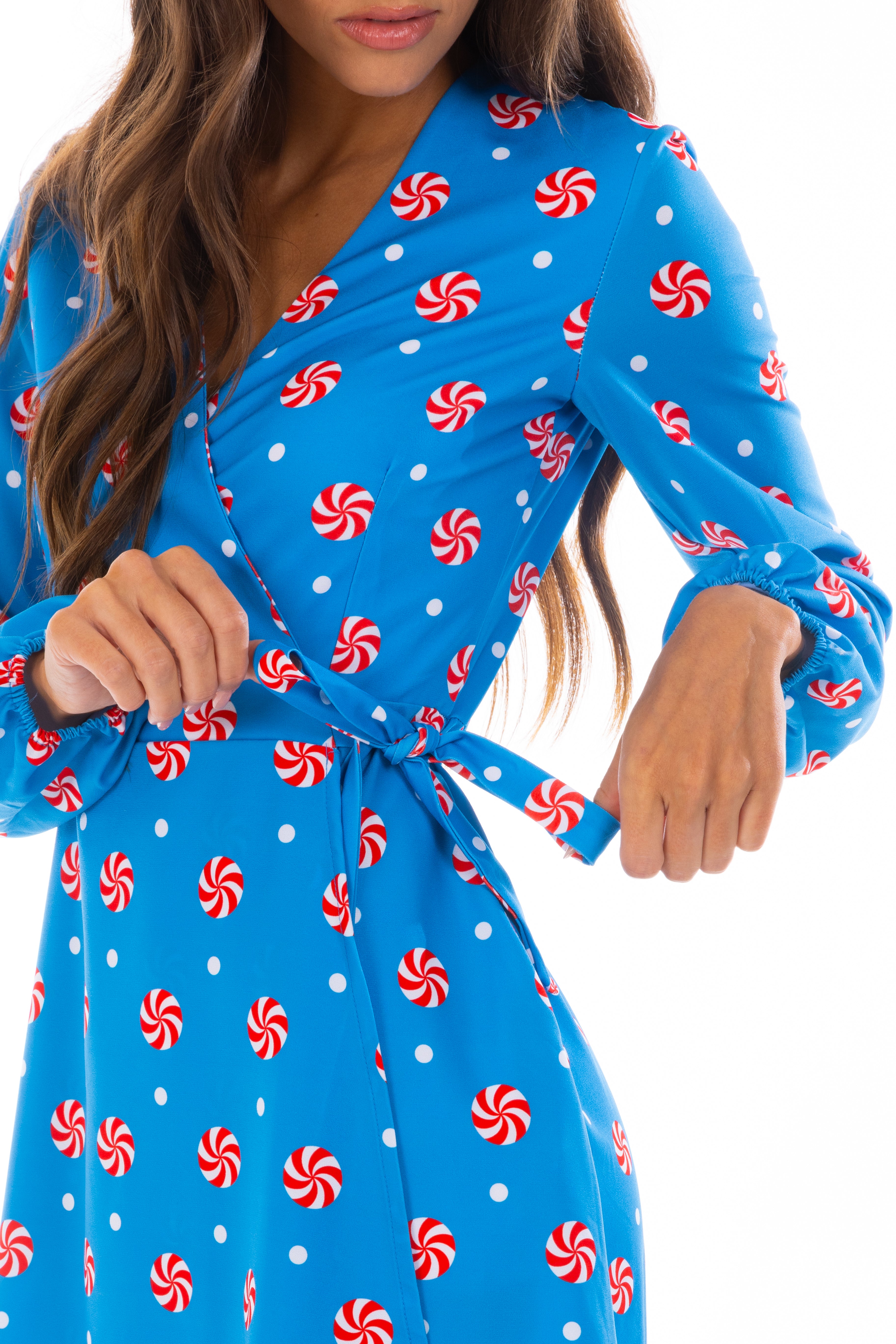 The Mint Condition | Holiday Peppermint Wrap Dress - Shinesty