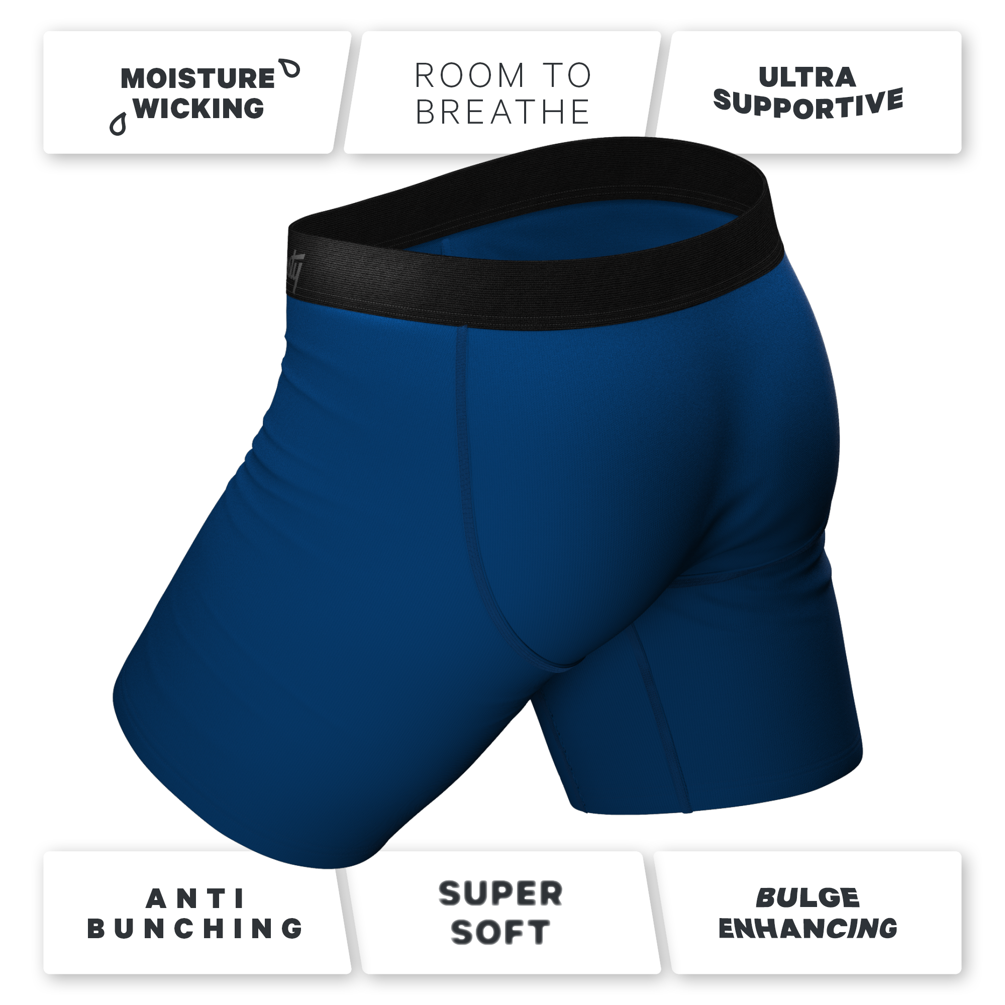 The Package Deal | Long Leg Navy Blue Ball Hammock® Pouch Underwear With Fly 3 Pack - Shinesty
