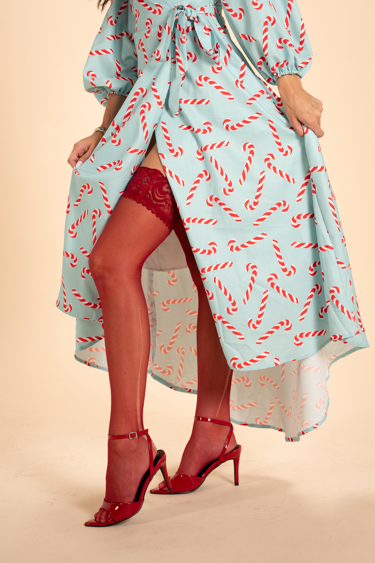 The Peppermint Pimp Canes | Candy Cane Long Sleeve Dress - Shinesty