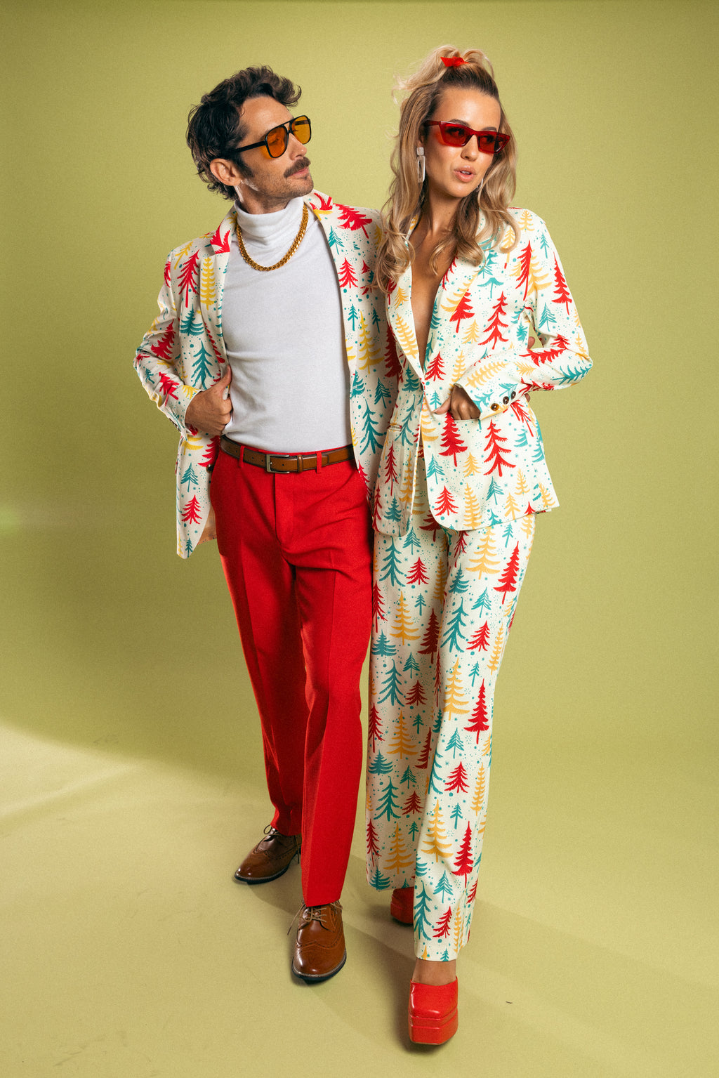 The Pine Tree Playgirl | Retro Christmas Trees Women's Suit - Shinesty