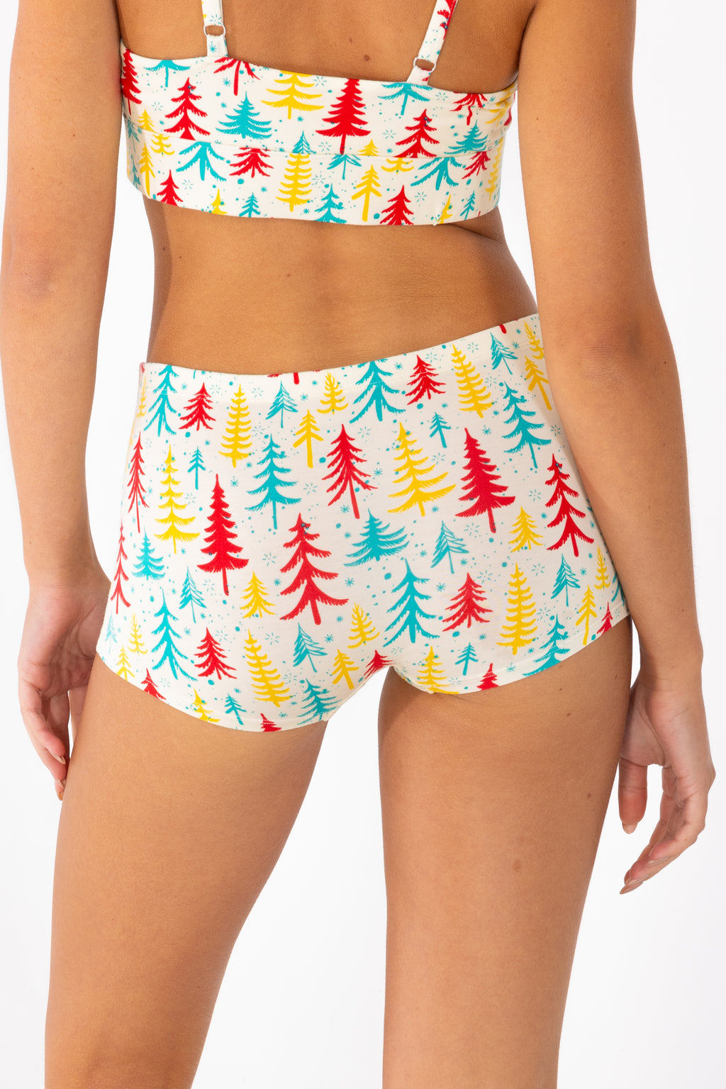 The Pine Tree Playgirl | Retro Christmas Trees Modal Boyshort Underwear - Shinesty