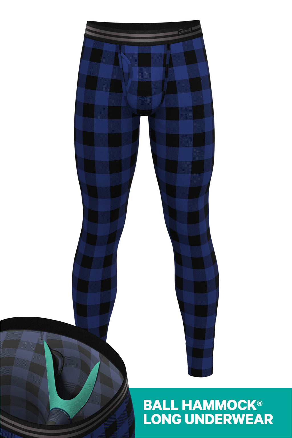 The Precious Plums | Blue Plaid Ball Hammock® Long Johns - Shinesty