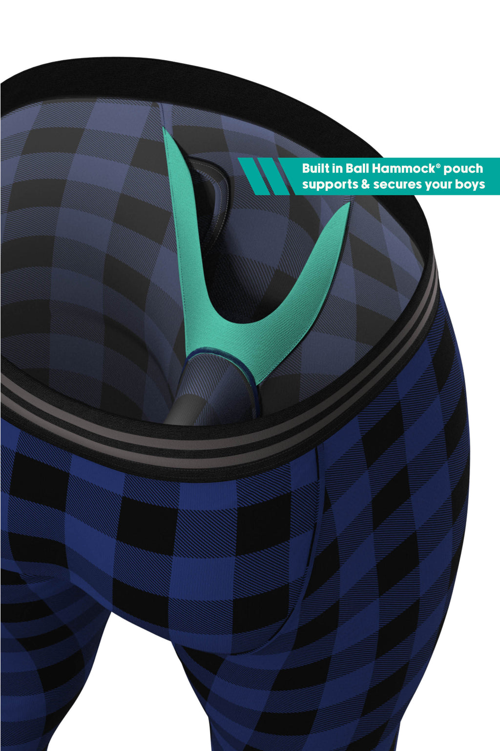 The Precious Plums | Blue Plaid Ball Hammock® Long Johns - Shinesty