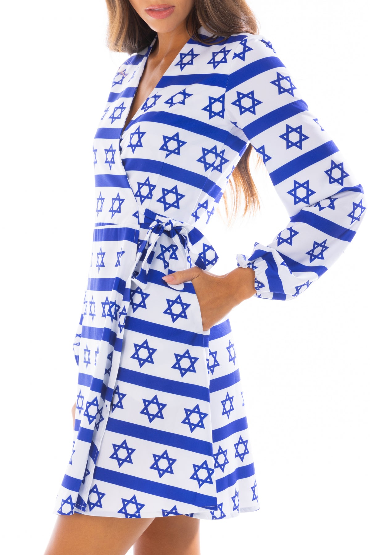 The Rock Star of David | Hanukkah Wrap Dress - Shinesty