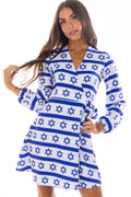 The Rock Star of David | Hanukkah Wrap Dress - Shinesty