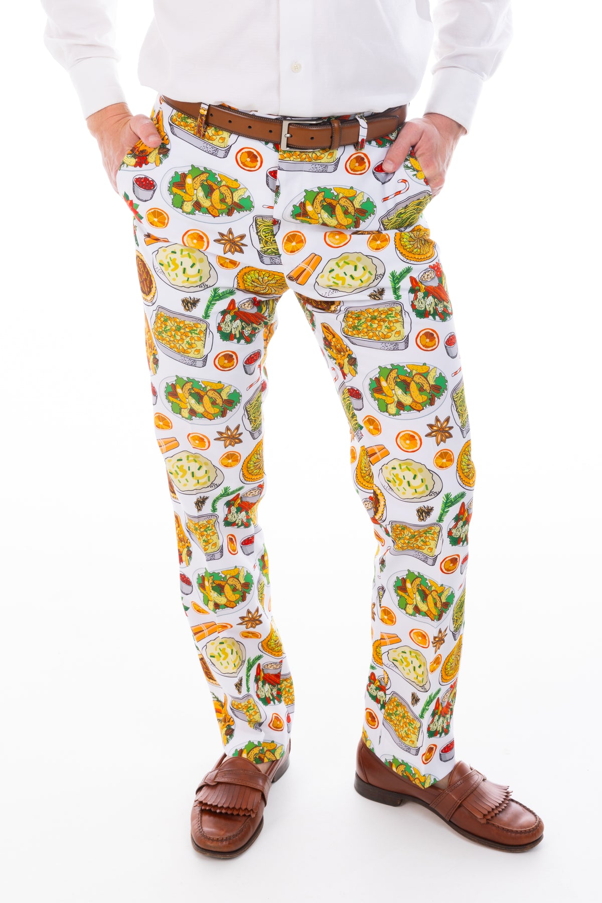 The Spread | White Thanksgiving Suit Pants - Shinesty