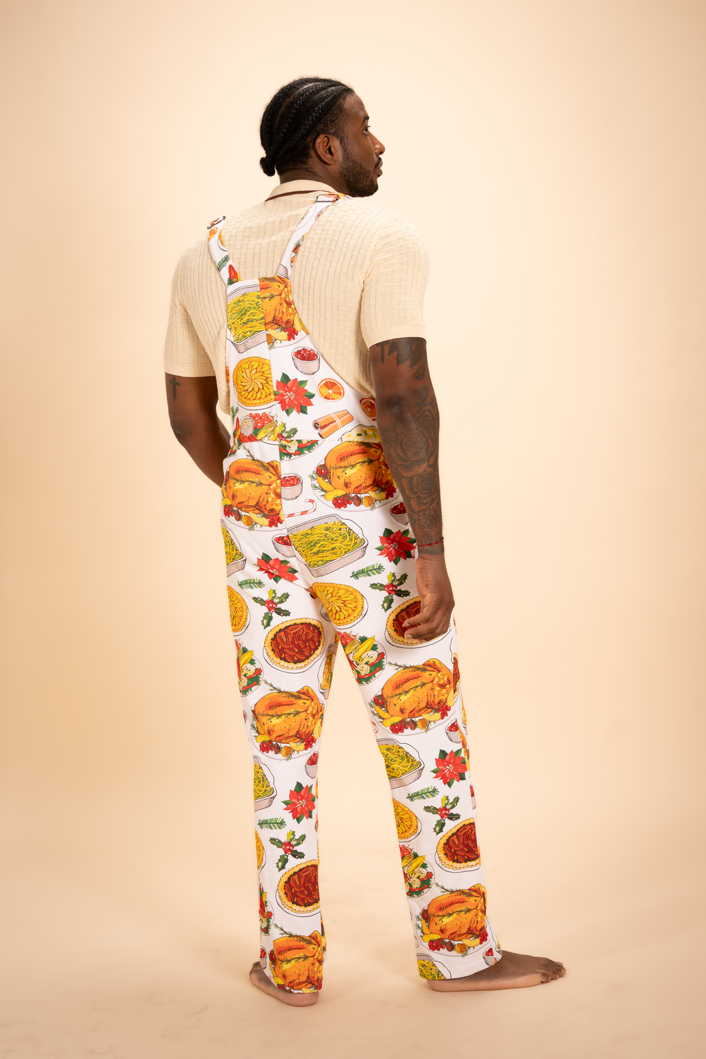 The Spread | White Thanksgiving Men's Straight Leg Pajamarall - Shinesty