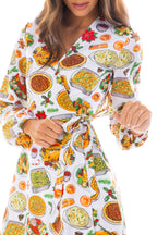 The Spread | White Thanksgiving Wrap Dress - Shinesty