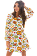 The Spread | White Thanksgiving Wrap Dress - Shinesty